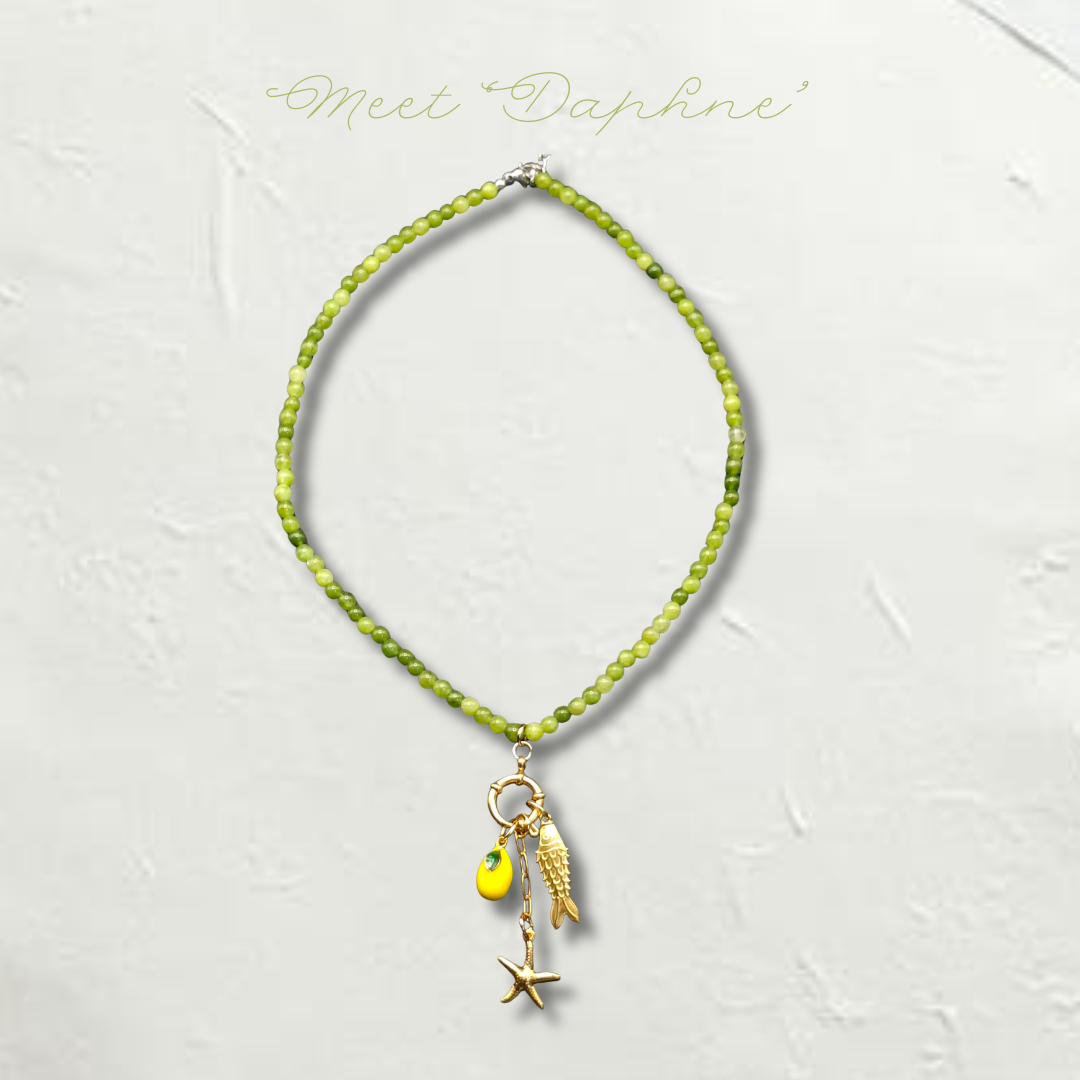 Fish Necklace with Stone, Lemon, Starfish Hoop