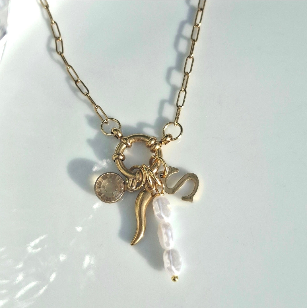 Customisable Hoop Necklace (silver/ gold), Add Charms, Endless necklaces styles in 1