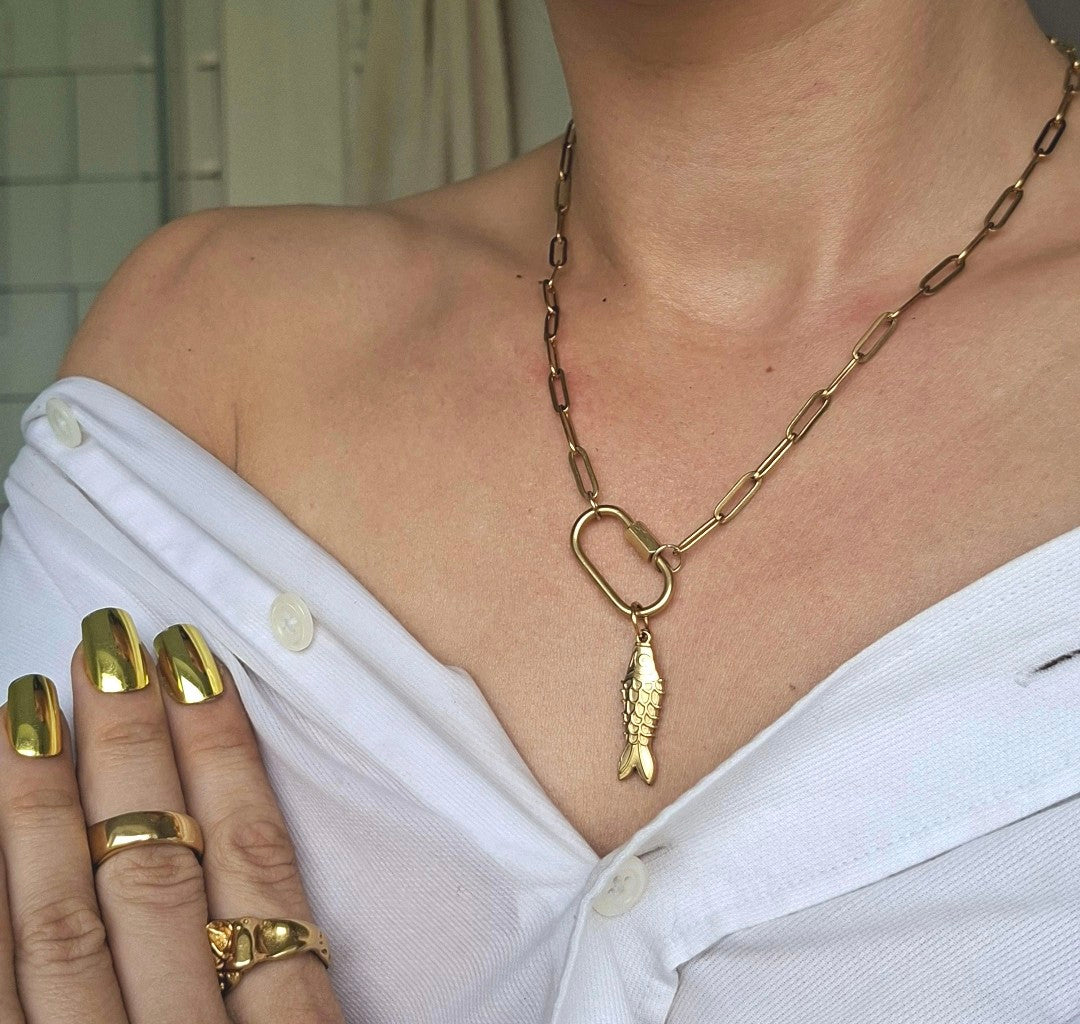 Customisable Carabiner Necklace (Silver or Gold)