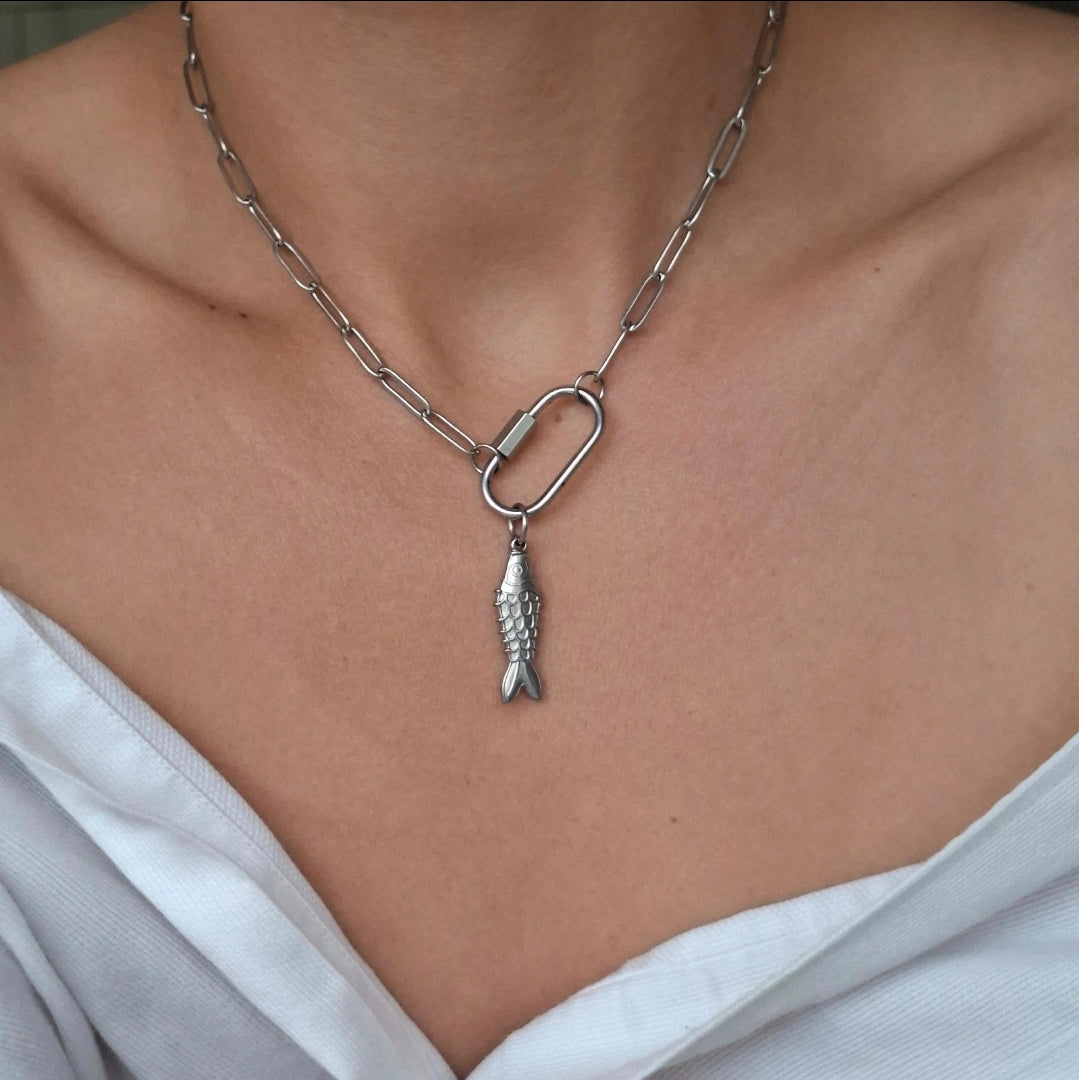 Customisable Carabiner Necklace (Silver or Gold)