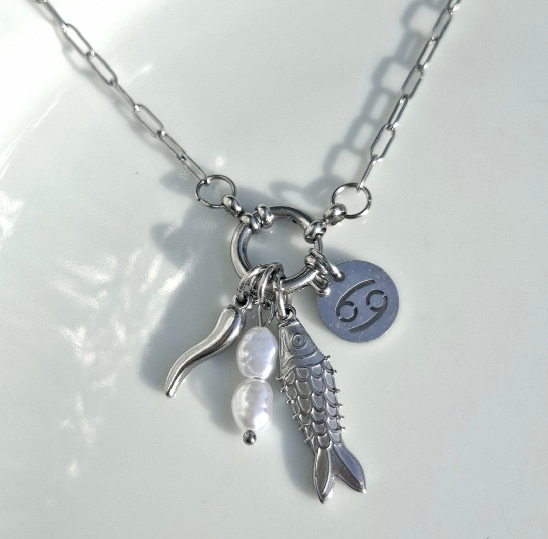 Customisable Hoop Necklace (silver/ gold), Add Charms, Endless necklaces styles in 1