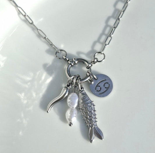Customisable Hoop Necklace (silver/ gold), Add Charms, Endless necklaces styles in 1