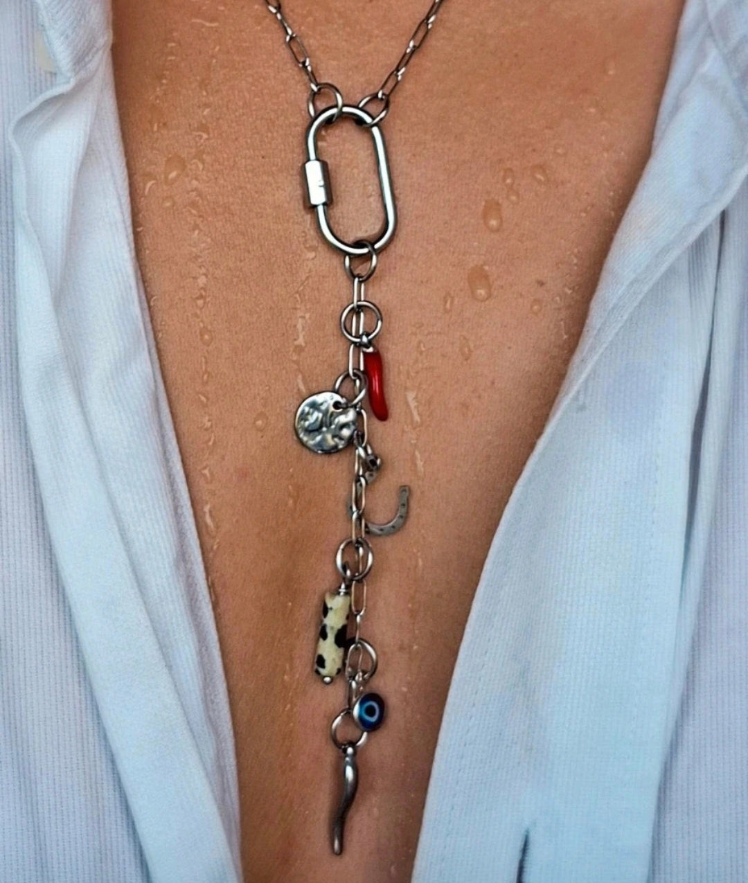 Spotted Stone Charm (Silver or Gold) compatible with our necklaces