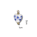 Blue Ceramic Heart Charm (Silver or Gold) compatible with necklaces