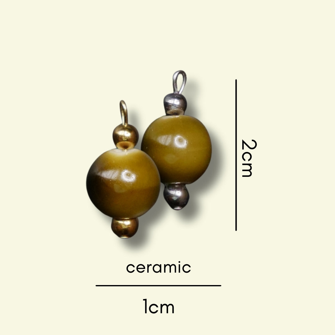 Olive Ceramic Charm (Silver or Gold) compatible with necklaces
