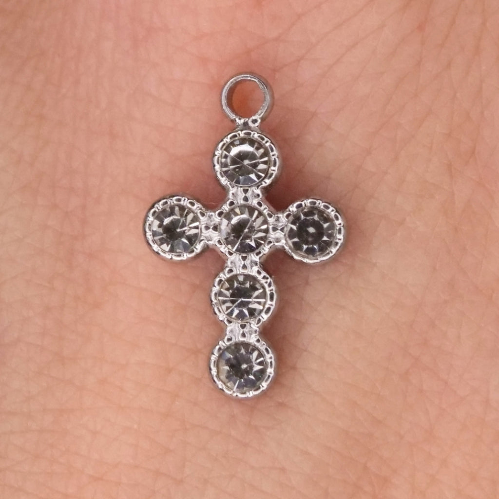 Cross with CV Stones Charm (Silver or Gold) compatible with our necklaces