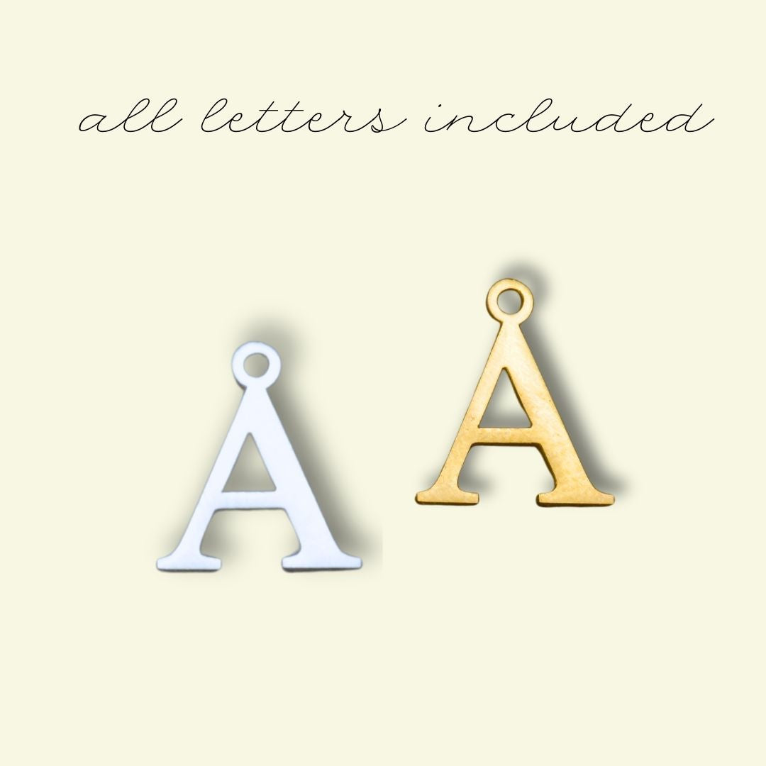 Letter Charms (Silver/Gold) compatible with our necklaces, bracelets