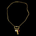 Fish Necklace with Coral, Pearl & Carabiner
