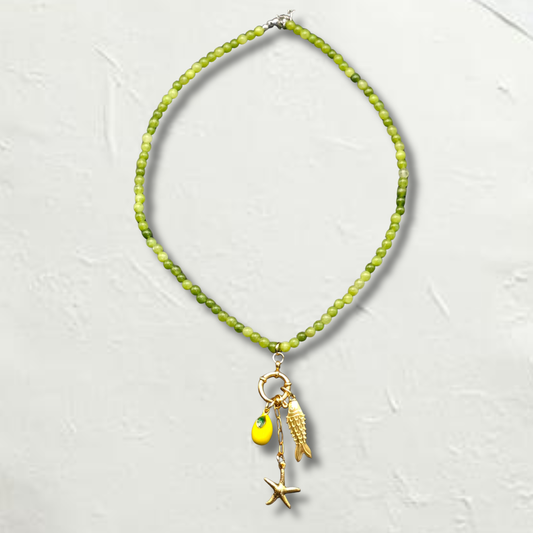 Fish Necklace with Stone, Lemon, Starfish Hoop