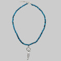 Blue Beaded Fish Necklace with Hoop