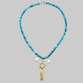 Fish Necklace with Stone, Pearls & Hoop